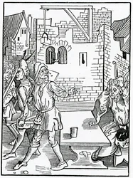 Del insensato comienzo de grandes construcciones sin suficiente provisión, ilustración de la traducción inglesa de Alexander Barclay de 